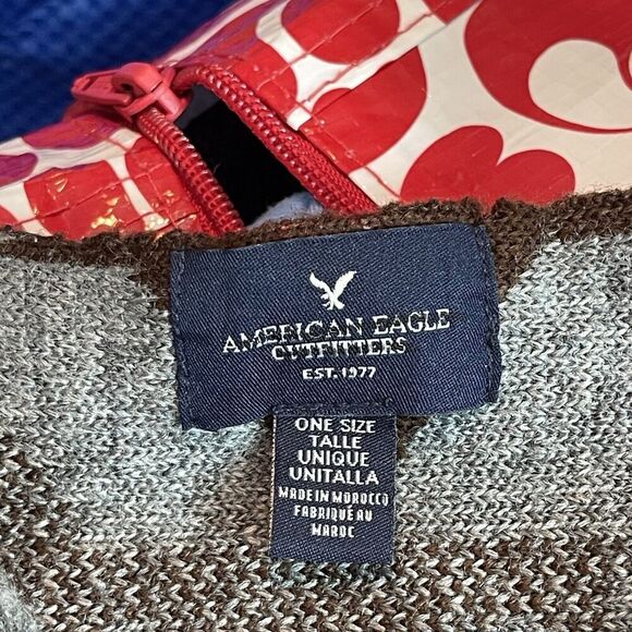 American Eagle Knit Poncho Sweater Kimono One Size Holiday Christmas - Picture 4 of 9